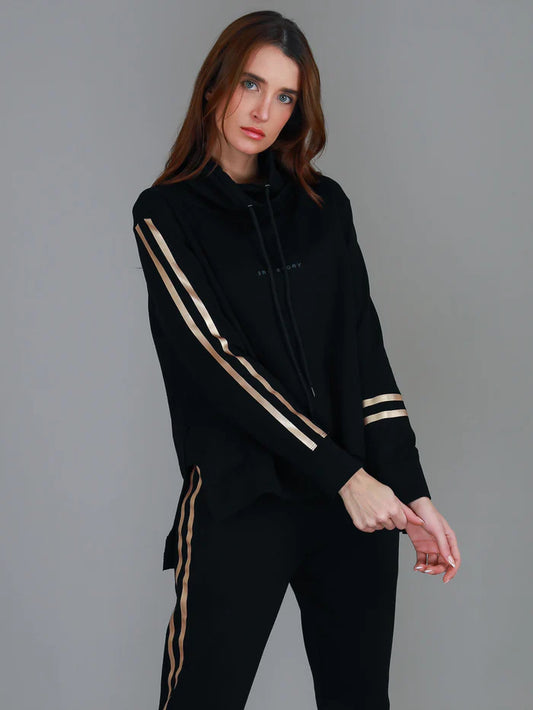 Darcy Golden Stripes Funnel Neck Sweatshirt