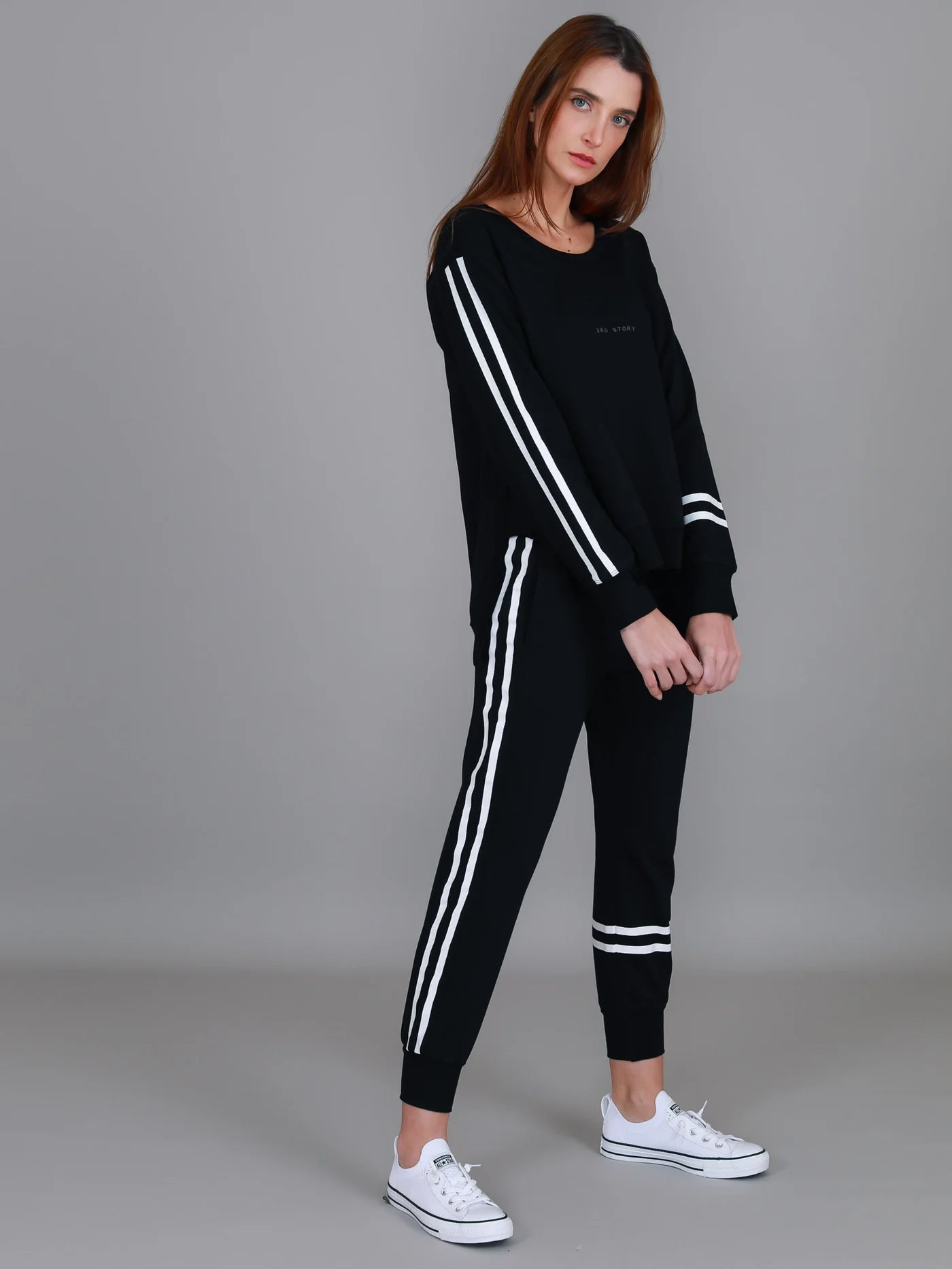 Jaimie Two Stripes Print Sweater