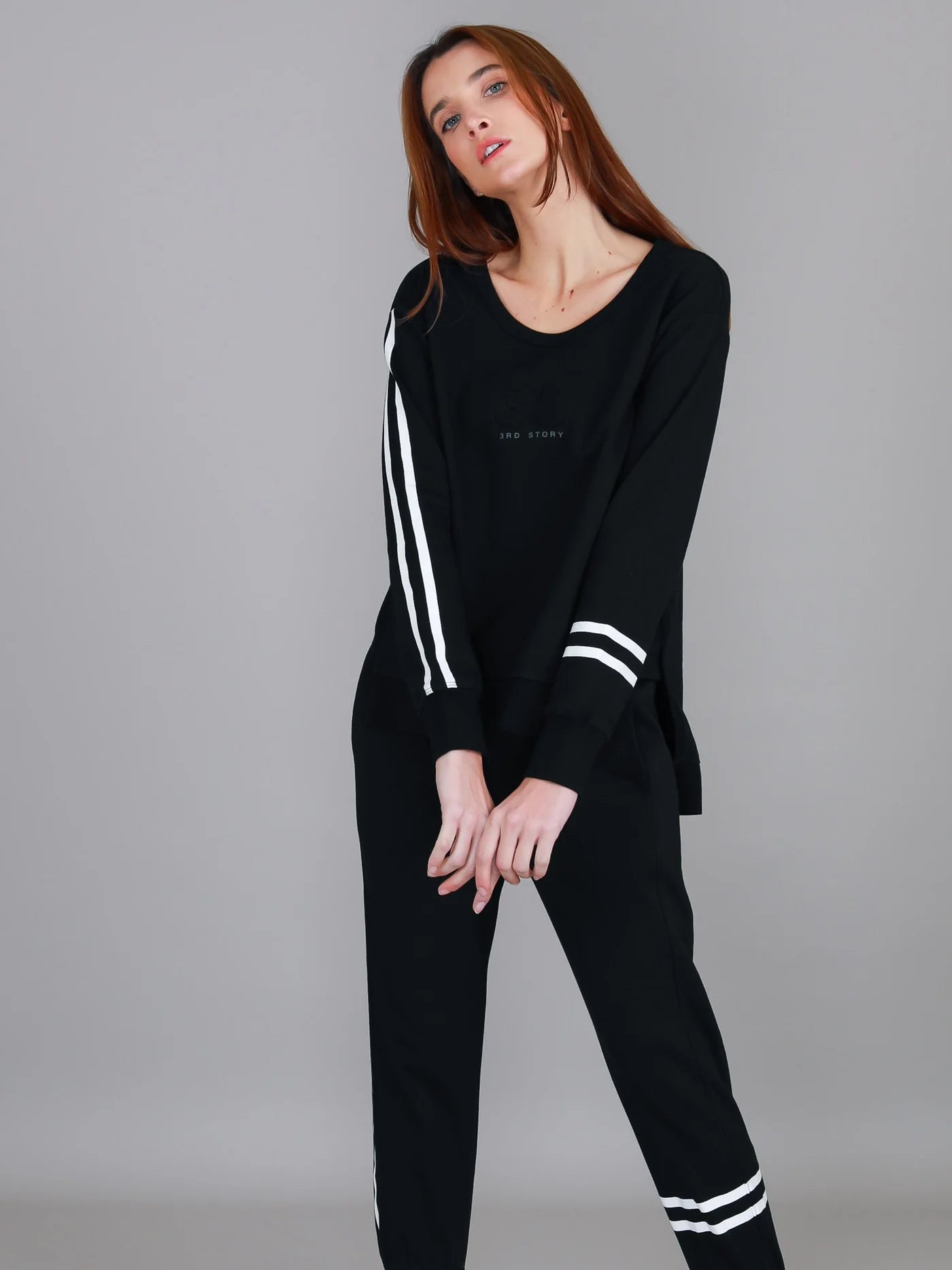 Jaimie Two Stripes Print Sweater