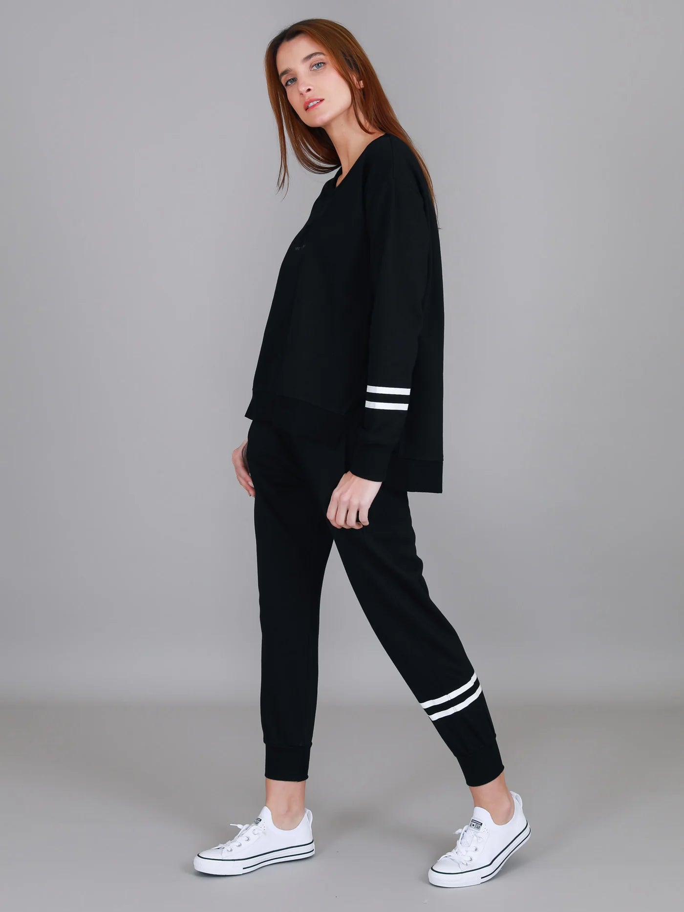 Jaimie Two Stripes Print Sweater