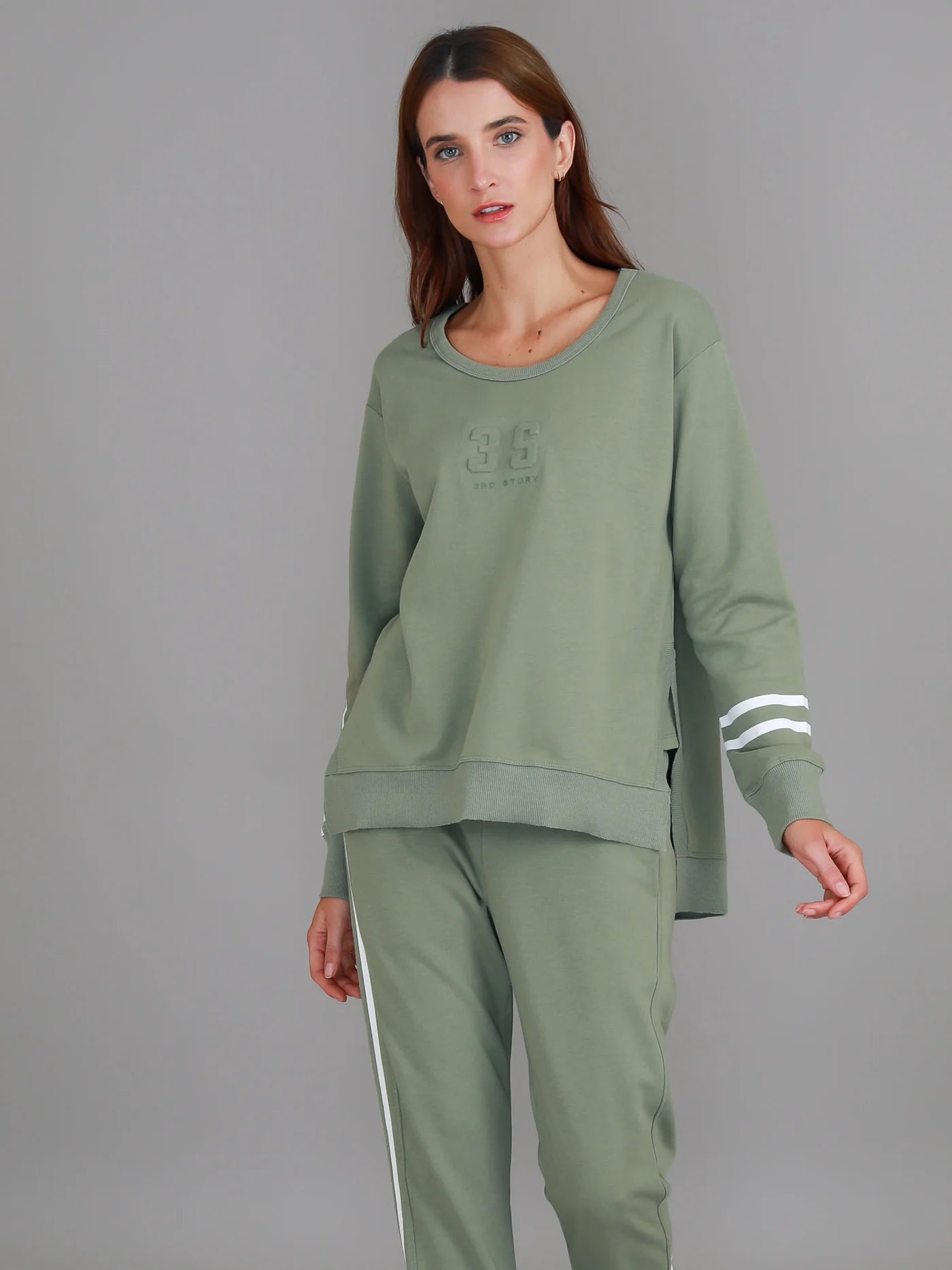 Jaimie Two Stripes Print Sweater
