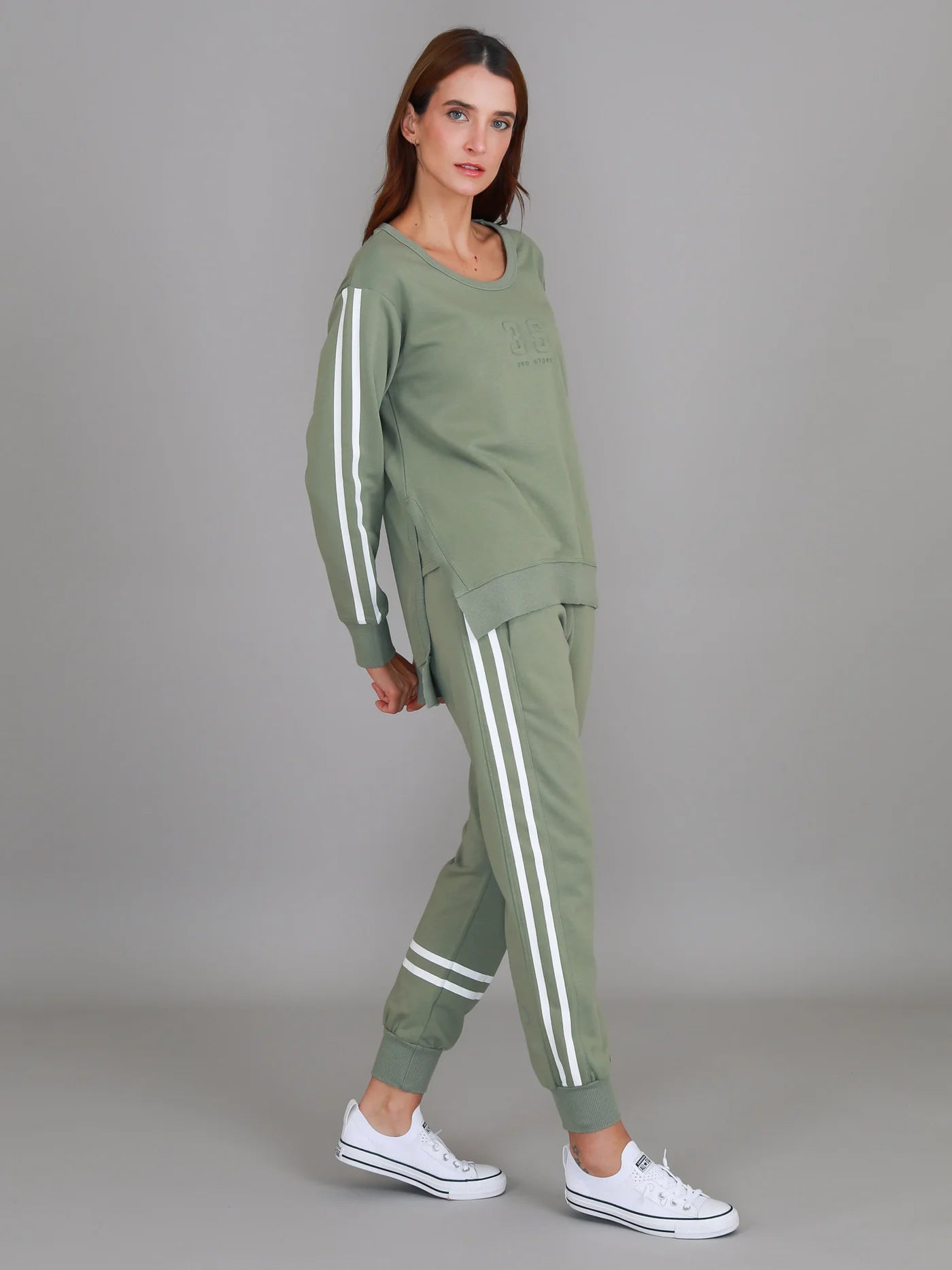 Jaimie Two Stripes Print Sweater