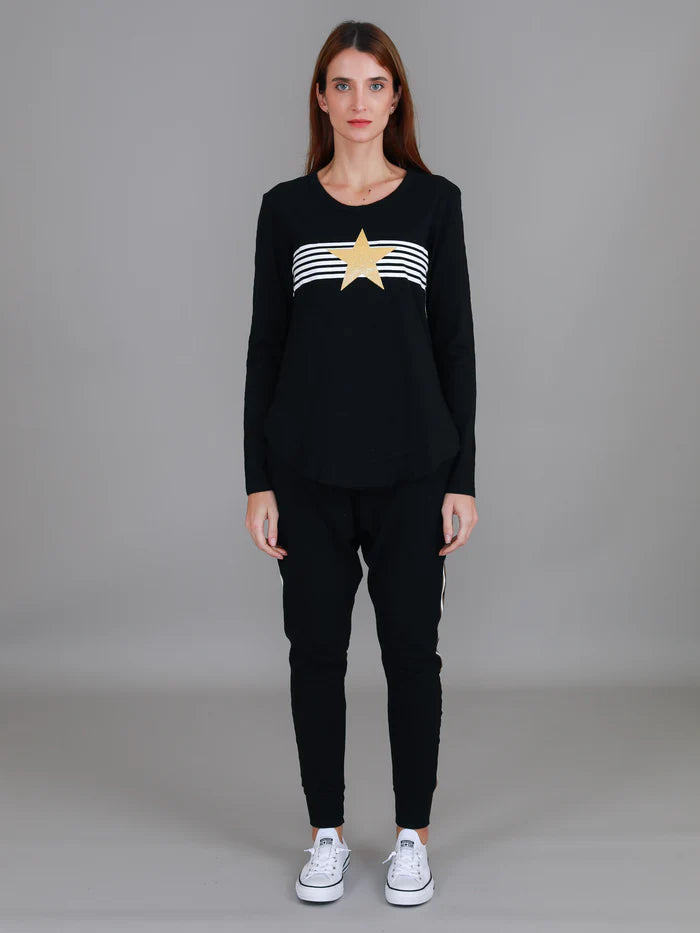 Nora Striped Gold Star Long Sleeve Tee