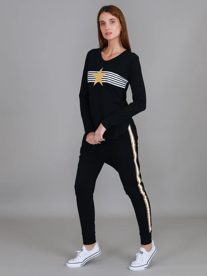 Nora Striped Gold Star Long Sleeve Tee