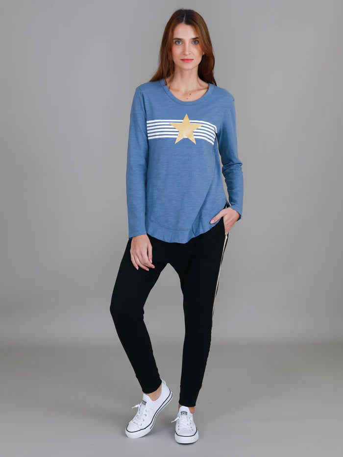 Nora Striped Gold Star Long Sleeve Tee