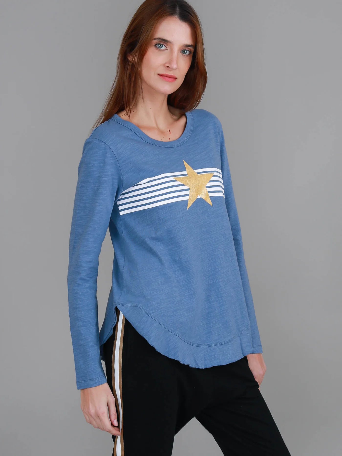 Nora Striped Gold Star Long Sleeve Tee