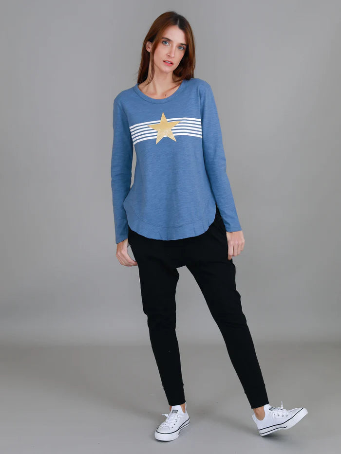 Nora Striped Gold Star Long Sleeve Tee
