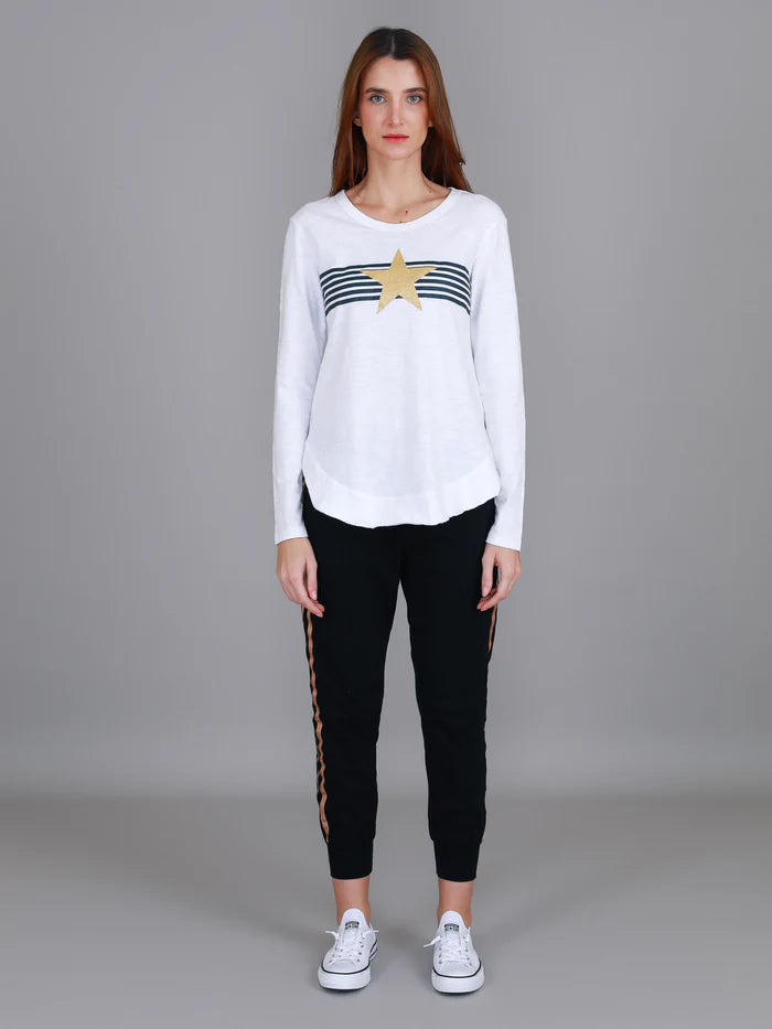 Nora Striped Gold Star Long Sleeve Tee