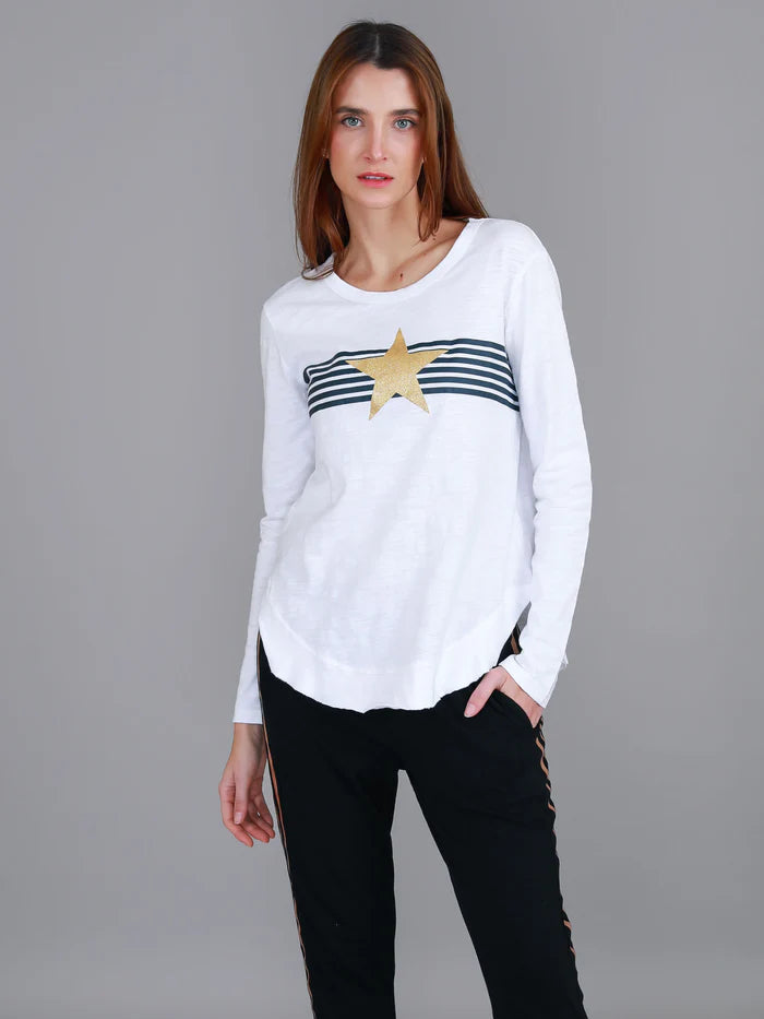 Nora Striped Gold Star Long Sleeve Tee