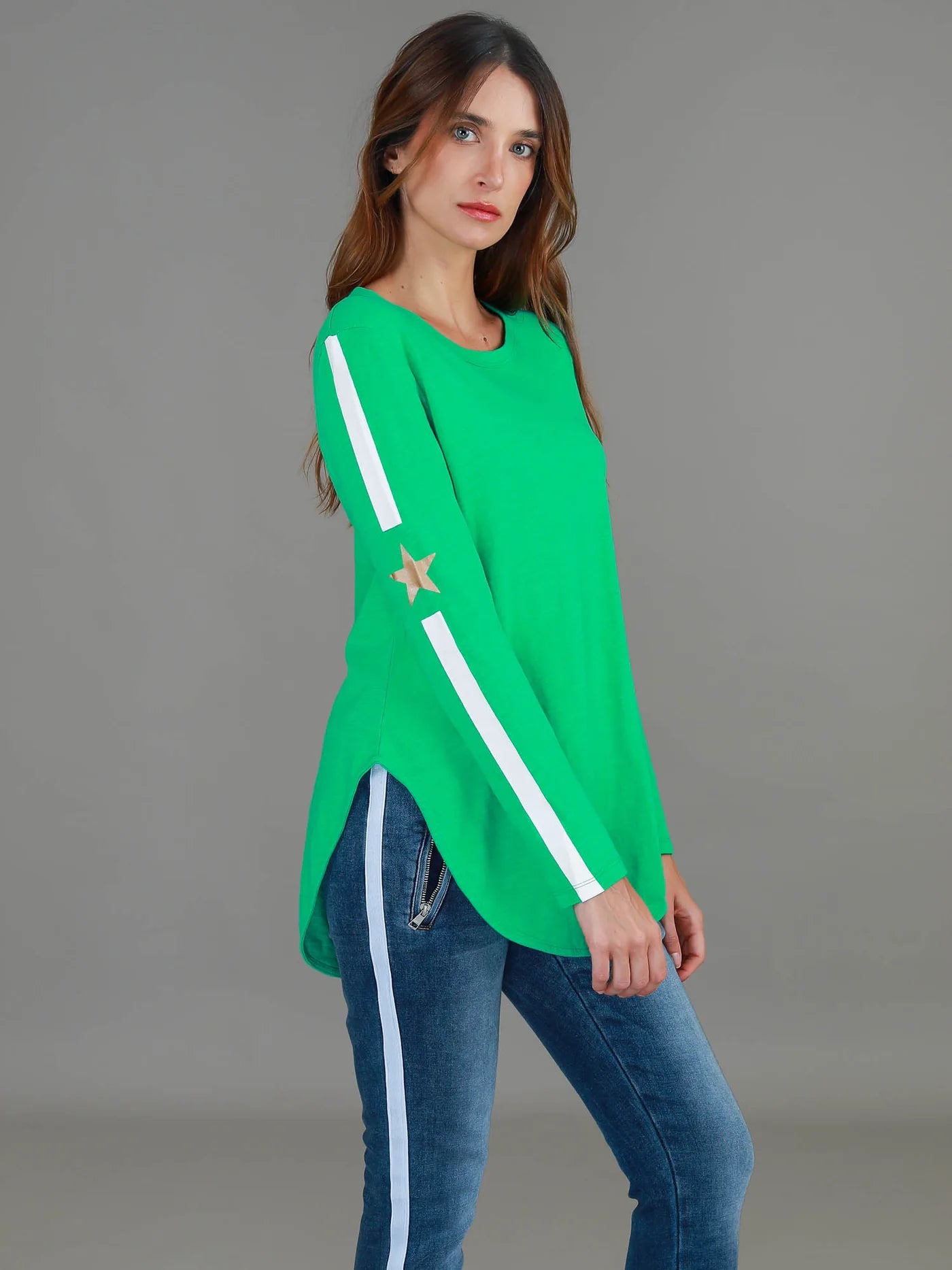 Junee Curved Hem Long Sleeve Tshirt