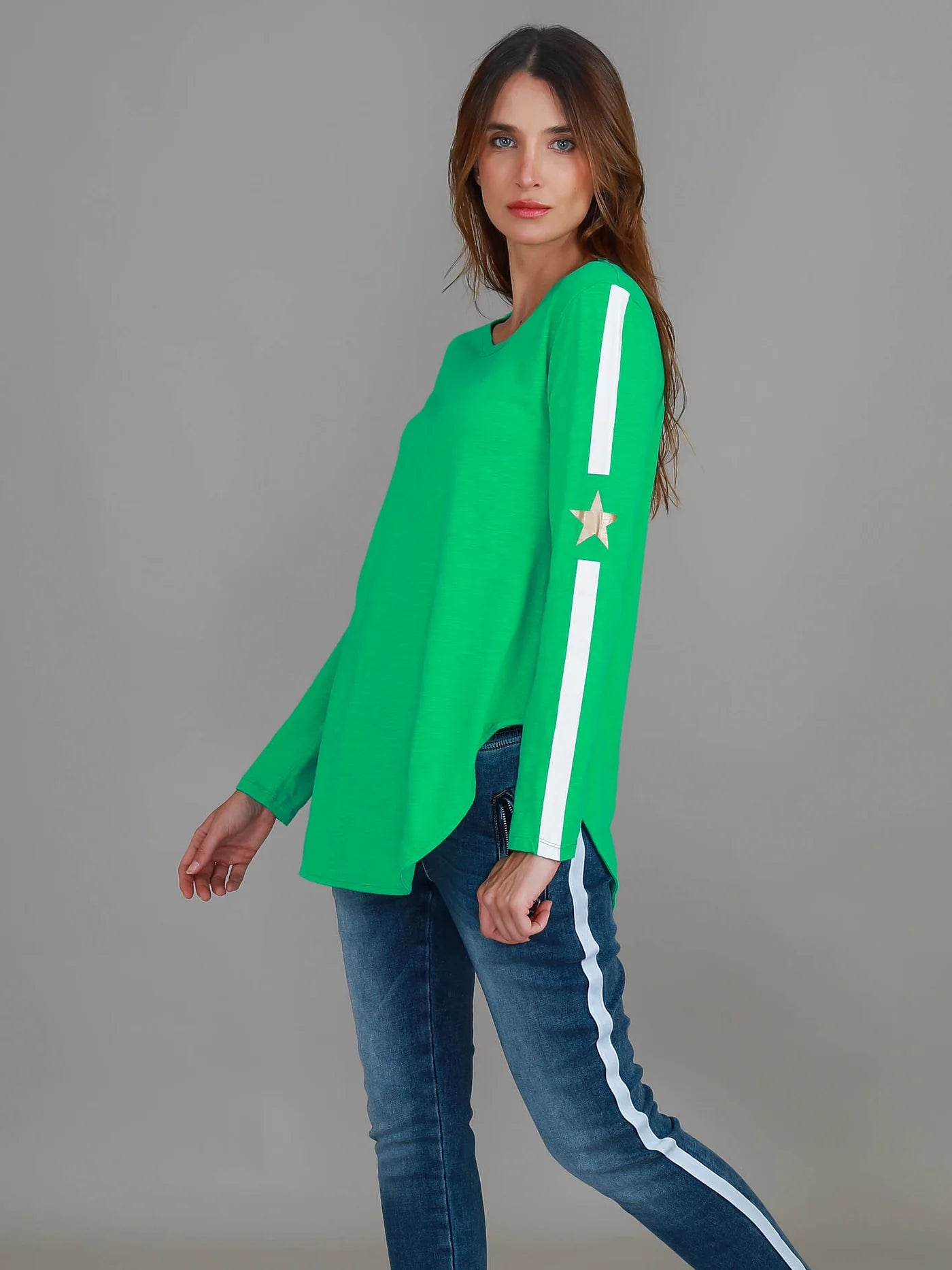 Junee Curved Hem Long Sleeve Tshirt