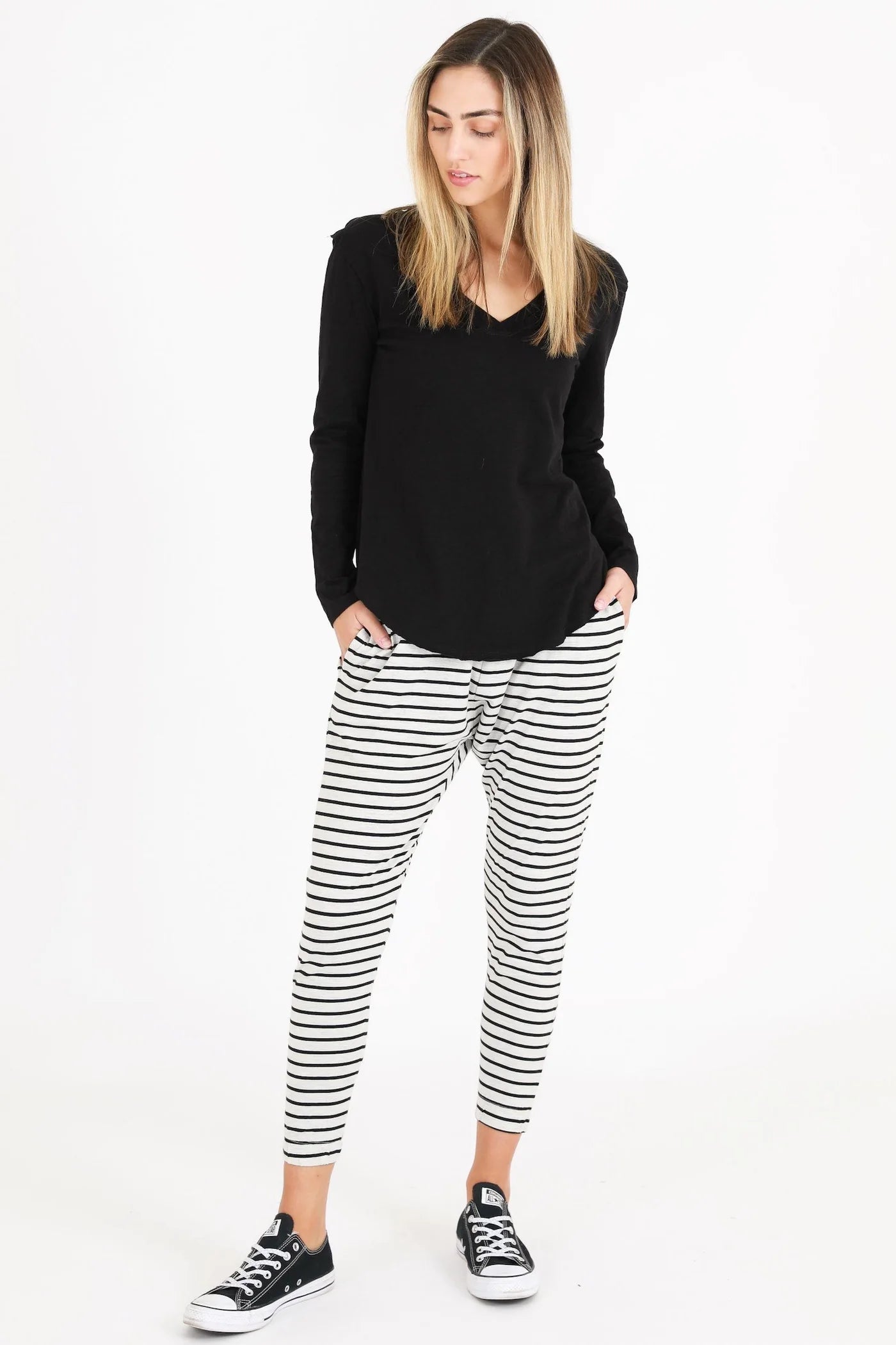 Nora Long Sleeve V Neck Tee