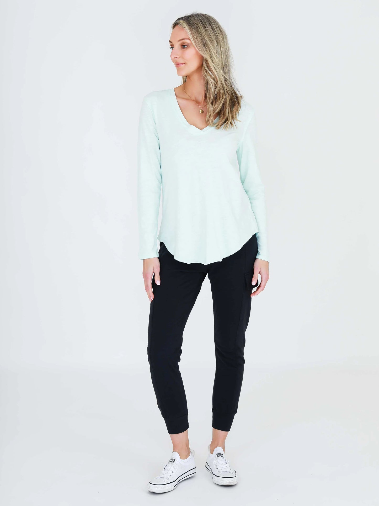 Nora Long Sleeve V Neck Tee
