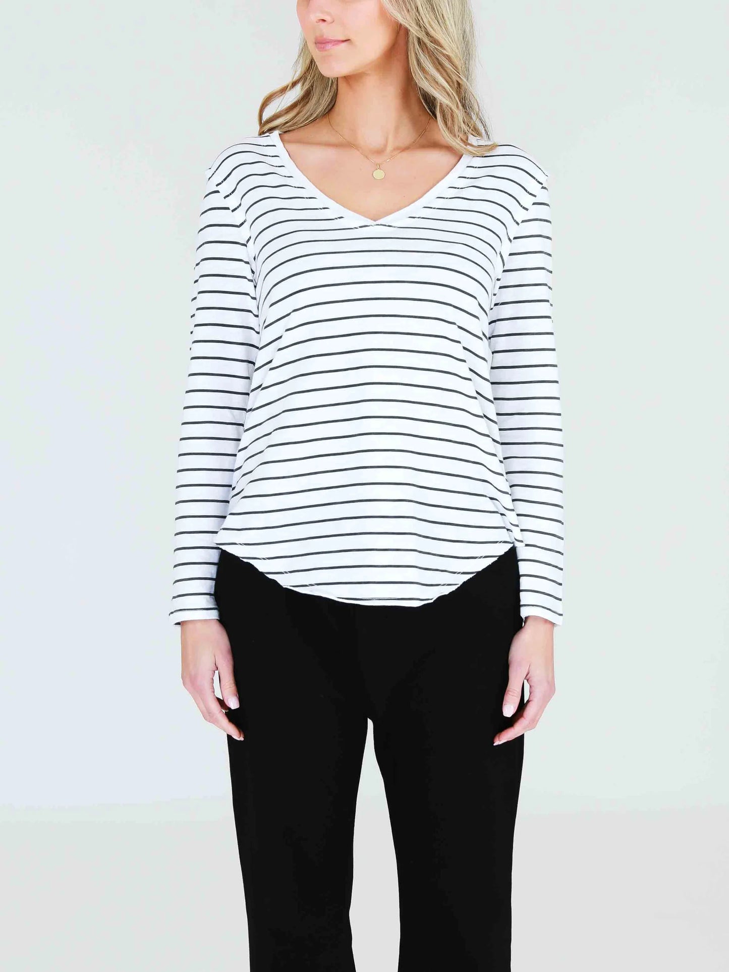Nora Long Sleeve V Neck Tee