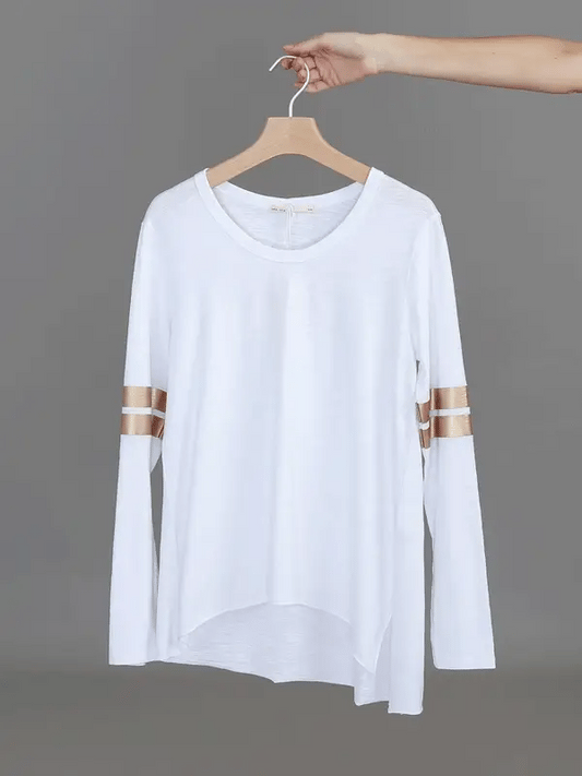 Kiara Twin Gold Stripe Long Sleeve Tee
