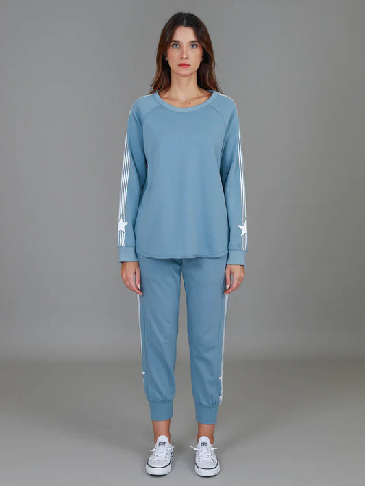 Britney Star Sleeve Sweater - Pigeon Blue