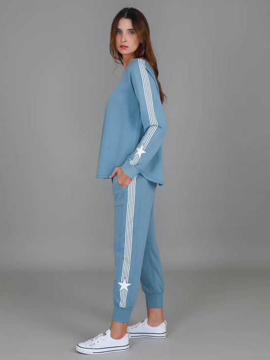 Britney Star Sleeve Sweater - Pigeon Blue