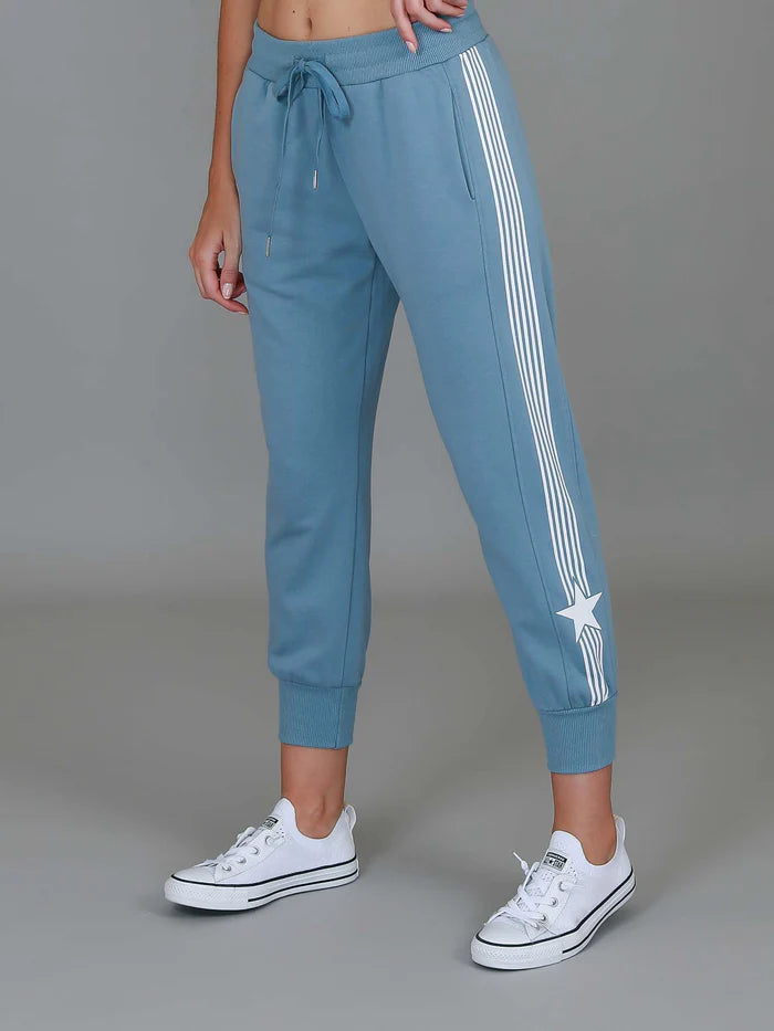 Britney Star Stripe Sweatpants - Pigeon Blue