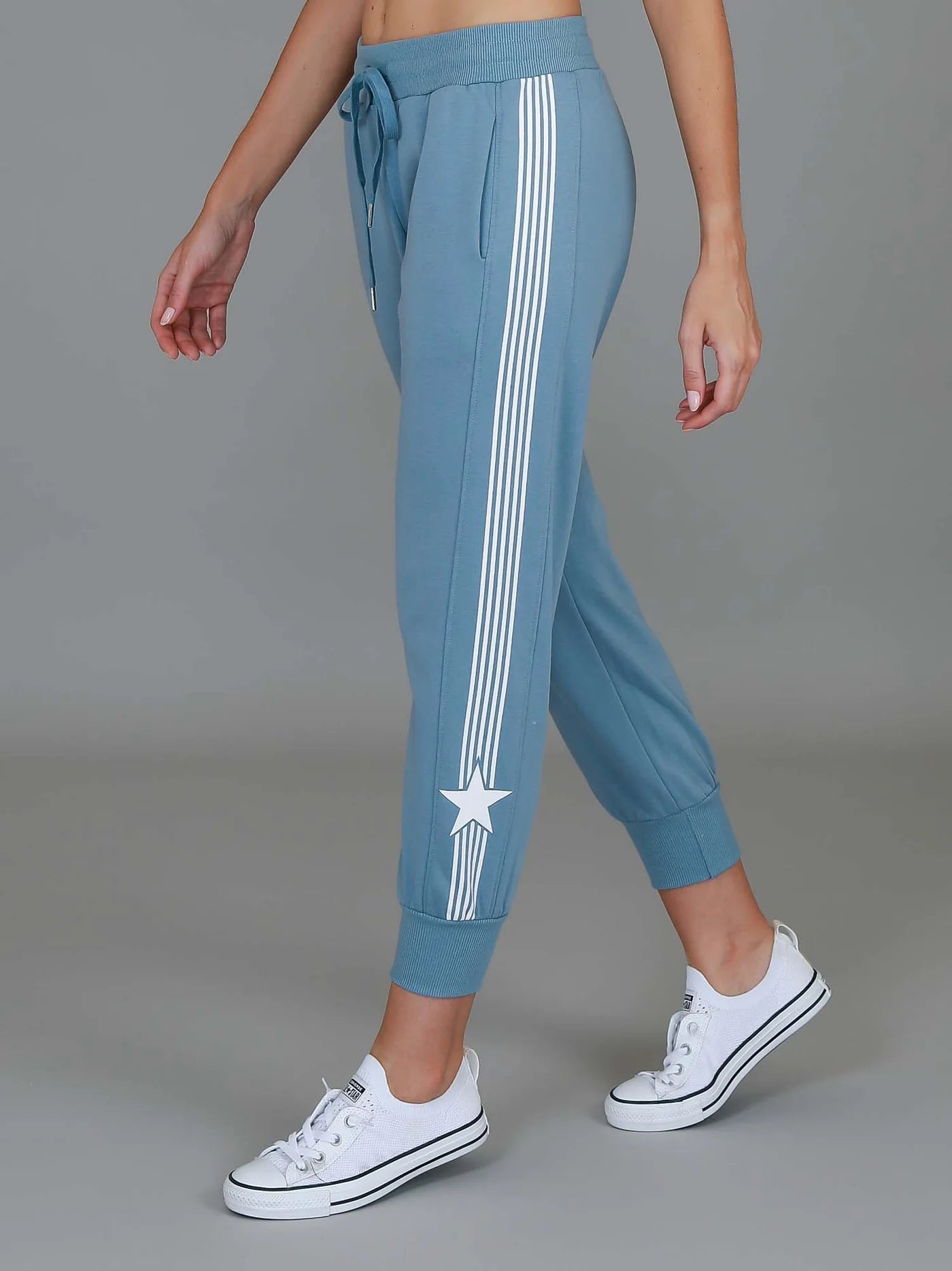 Britney Star Stripe Sweatpants - Pigeon Blue