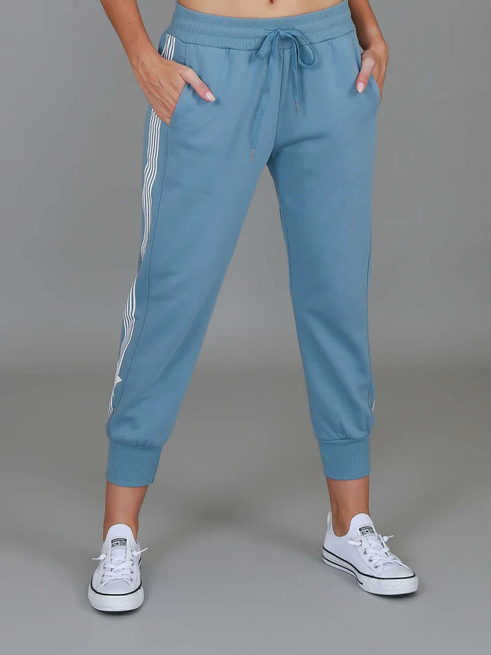 Britney Star Stripe Sweatpants - Pigeon Blue