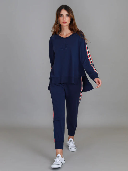 Thea 3S Striped Sweater - Navy