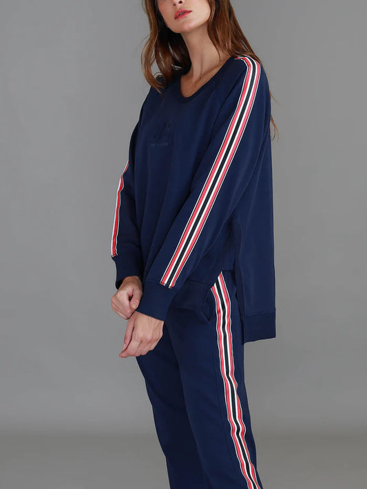 Thea 3S Striped Sweater - Navy