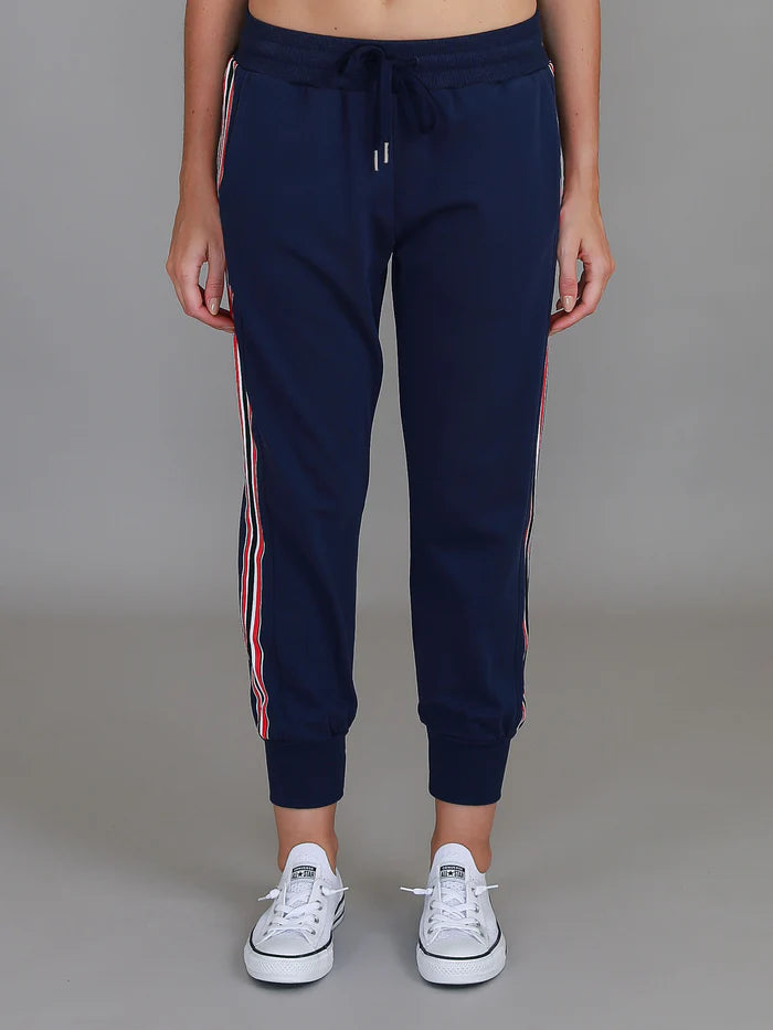 Thea 3S Striped Track Pants - Navy