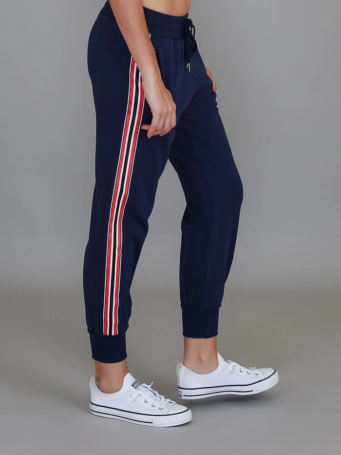 Thea 3S Striped Track Pants - Navy