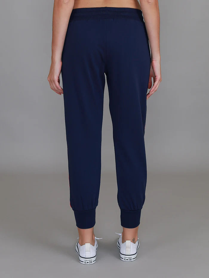 Thea 3S Striped Track Pants - Navy