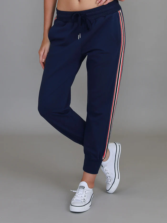 Thea 3S Striped Track Pants - Navy