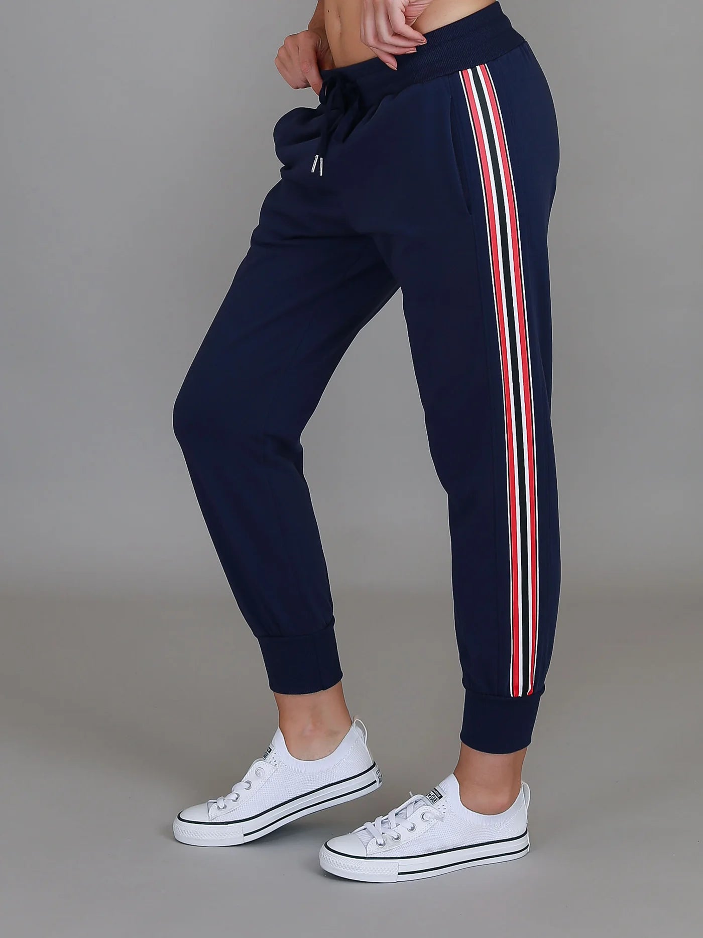 Thea 3S Striped Track Pants - Navy