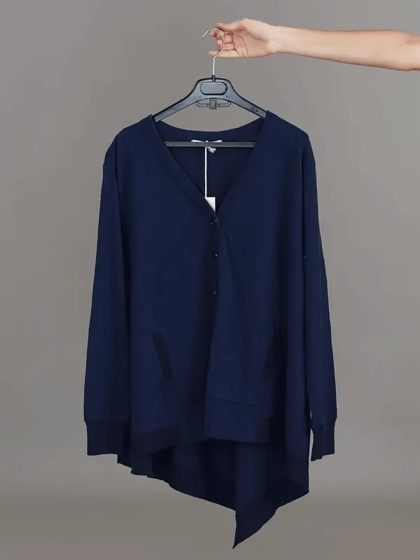 Weslie Long Line Asymmetrical Cardigan (Plus Size)