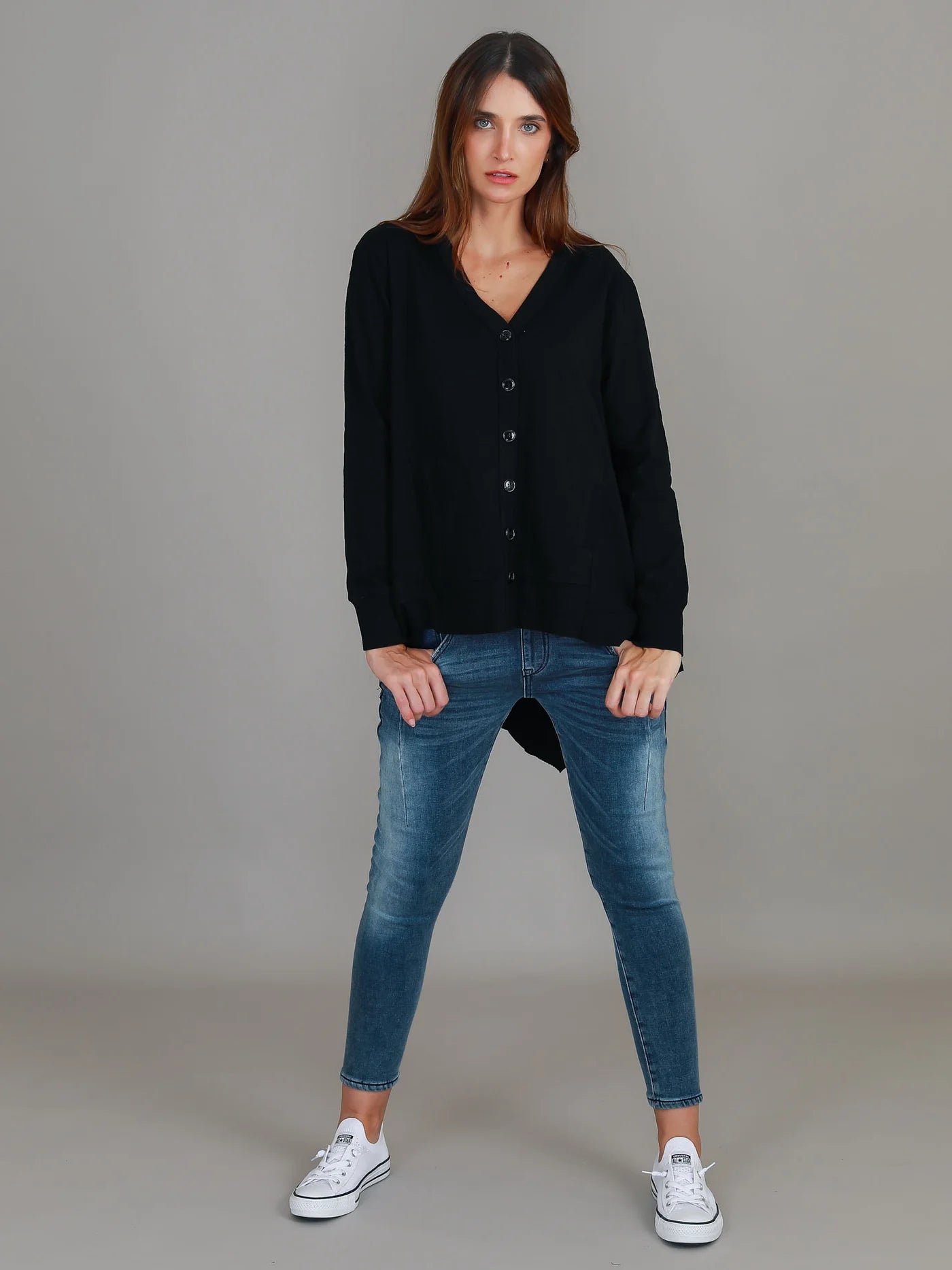 Weslie Long Line Asymmetrical Cardigan (Plus Size)