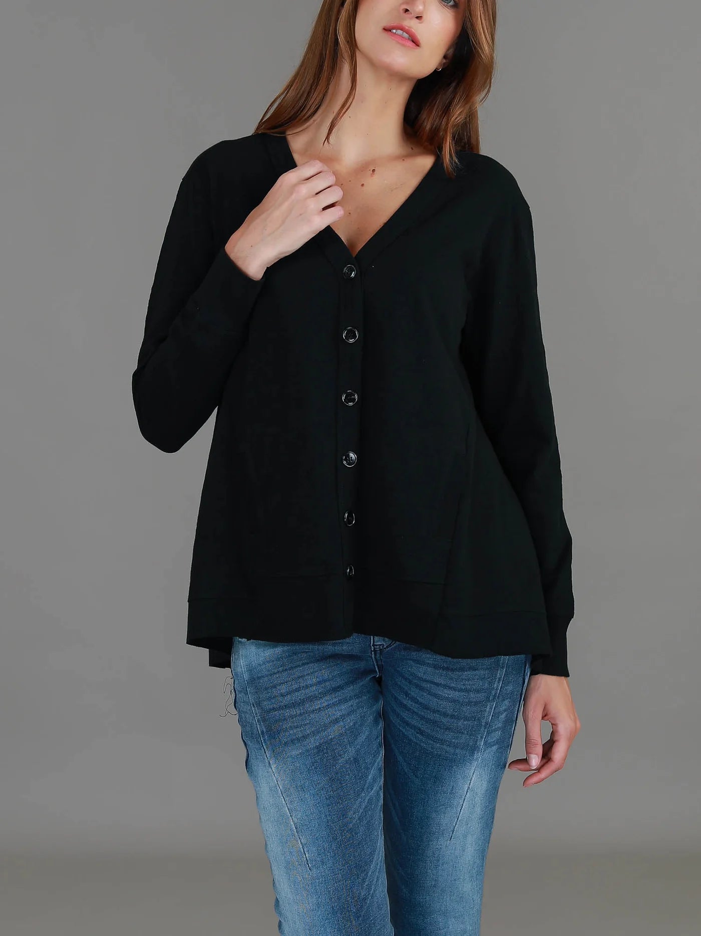 Weslie Long Line Asymmetrical Cardigan (Plus Size)