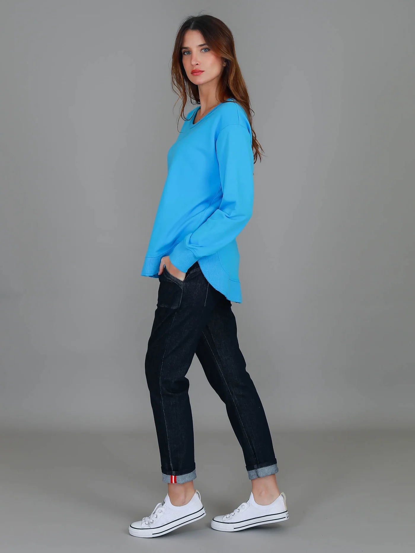 Charlotte Curve Hem Sweater