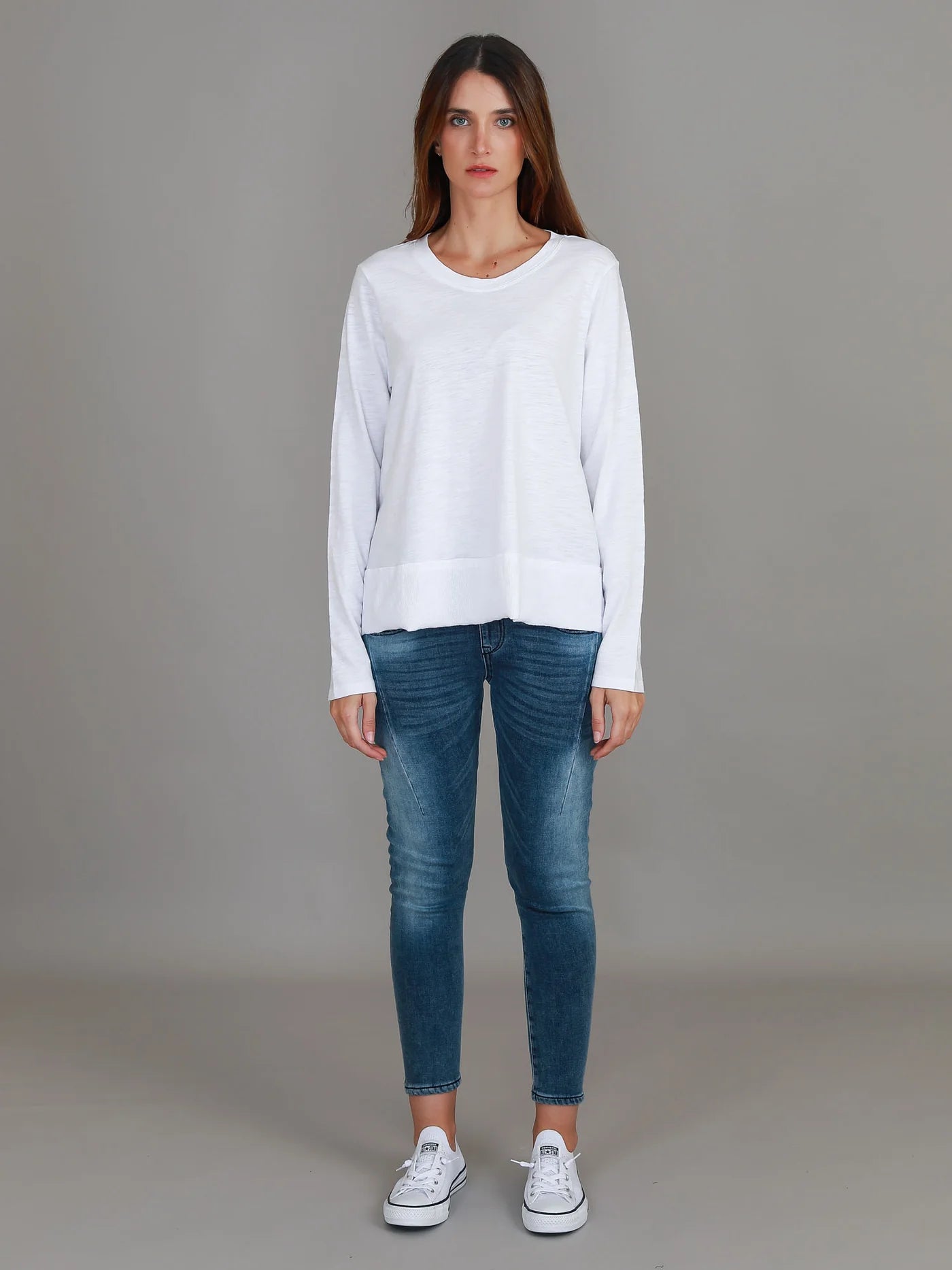 Sonya Long Sleeve Cropped Hip-Length T-Shirt