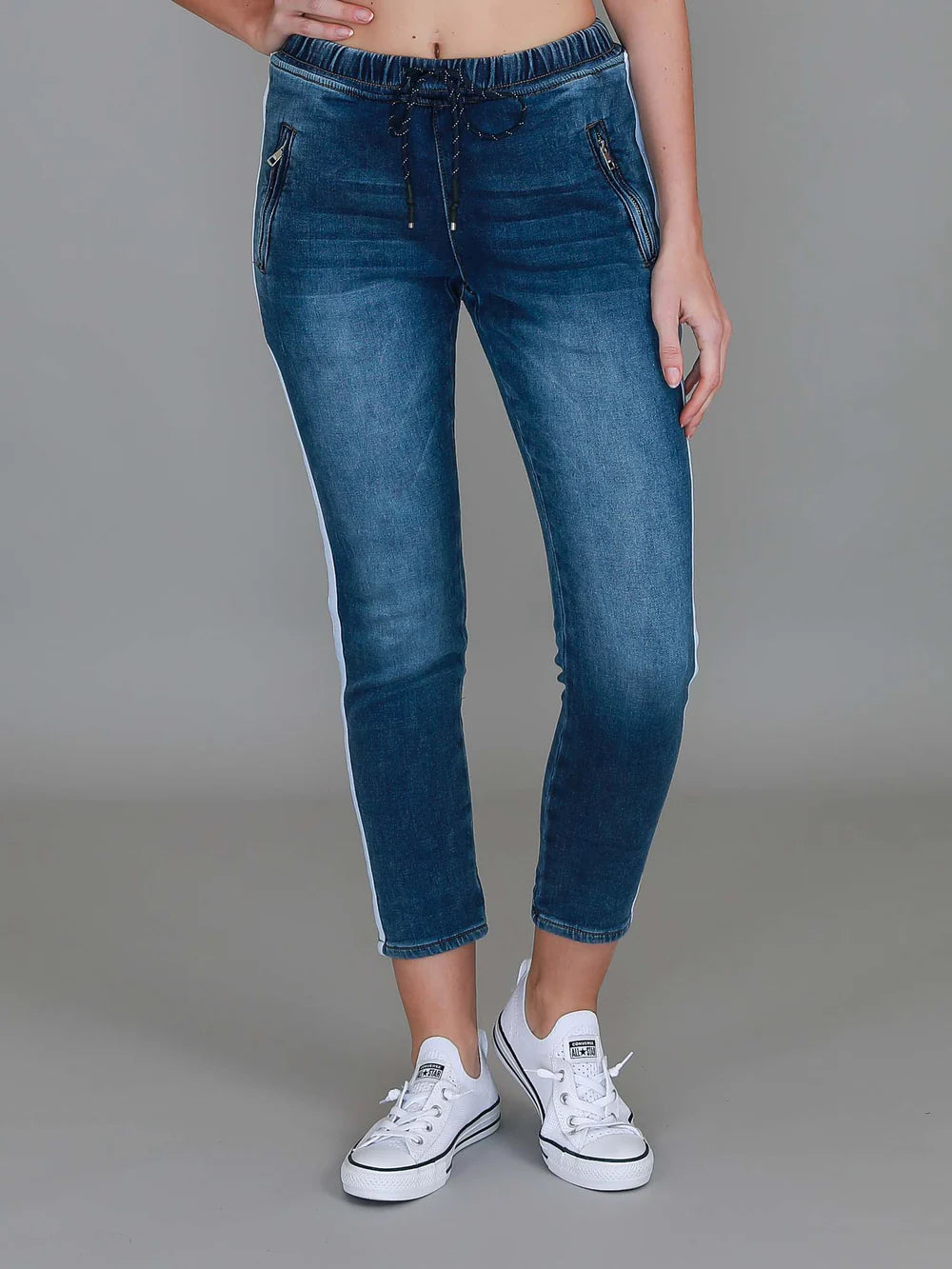 Molly Stripe Jogger Drawstring Jeans