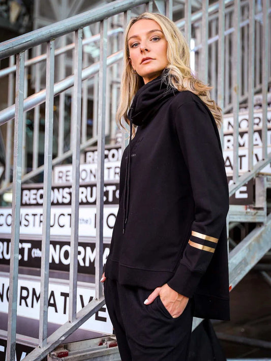 Darcy Golden Stripes Funnel Neck Sweatshirt