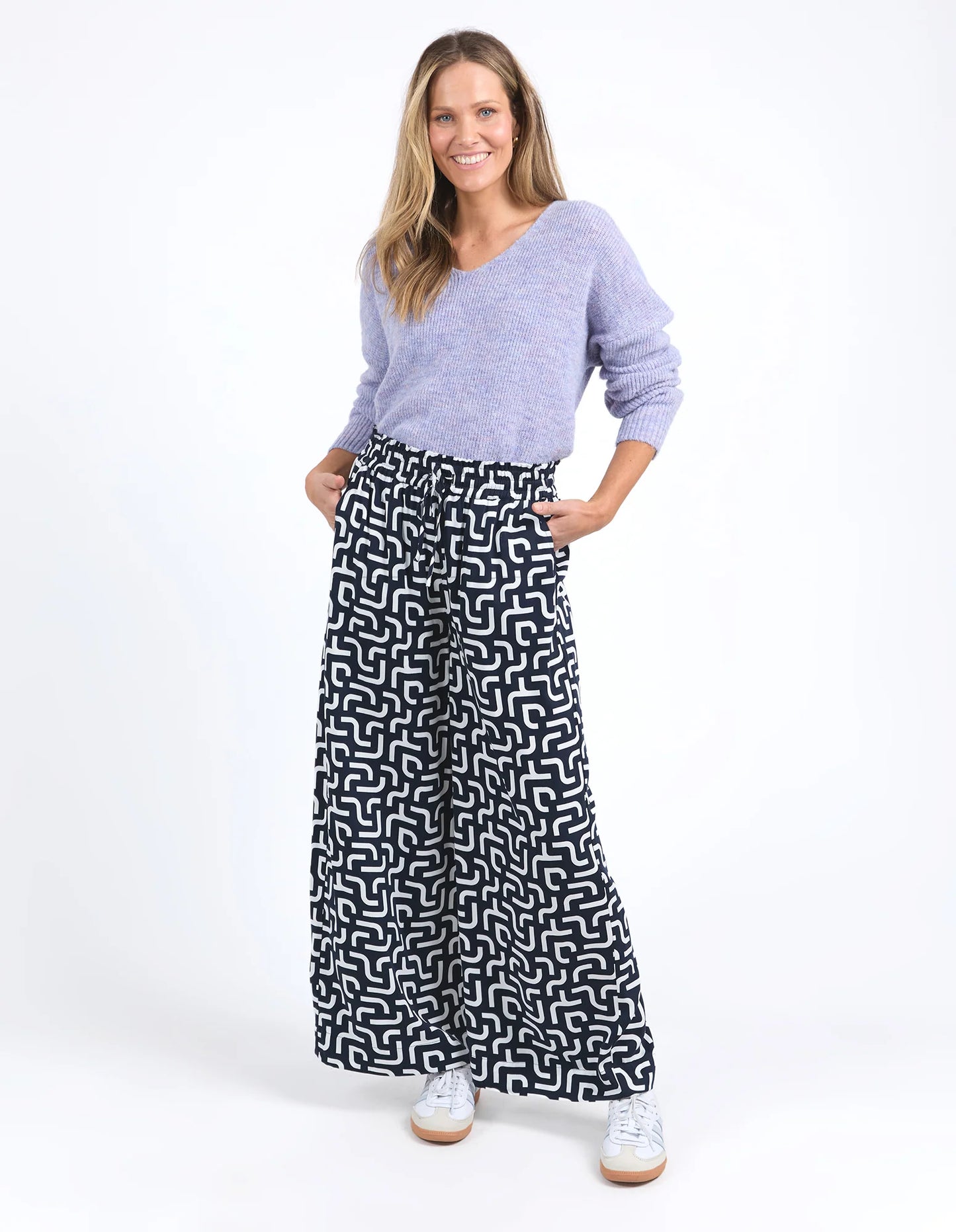Gemma Geo Pant Navy Geo Print