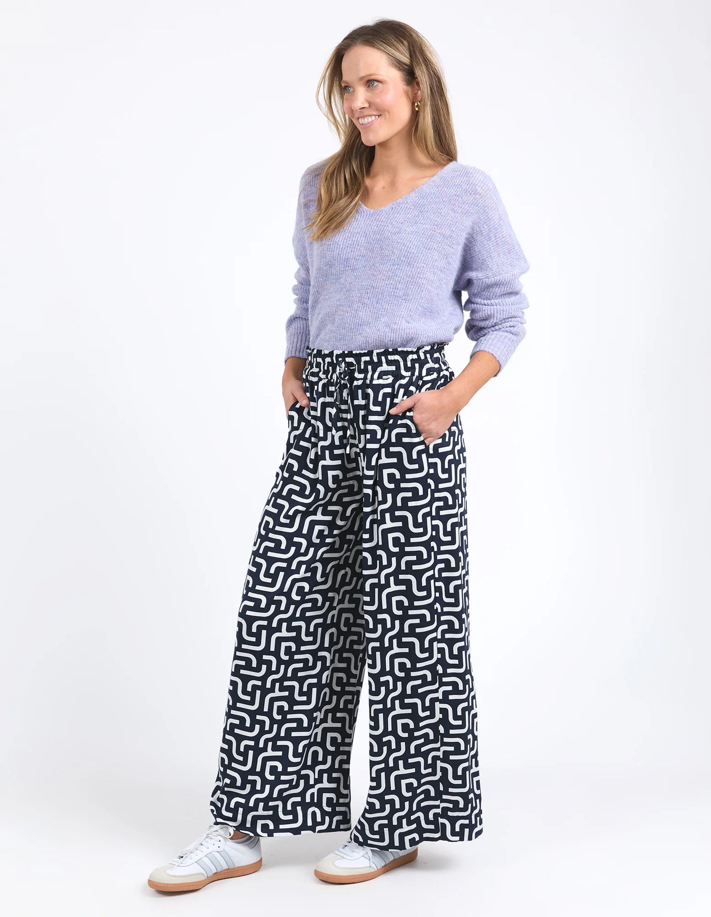 Gemma Geo Pant Navy Geo Print