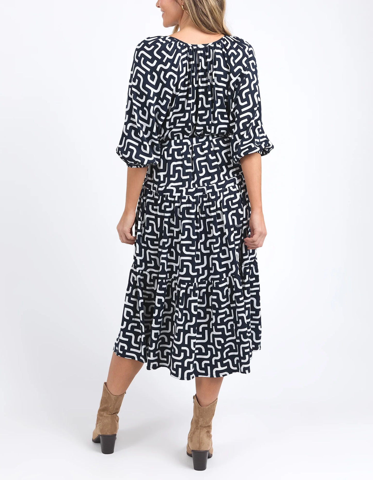 Gemma Geo Dress Navy Geo Print