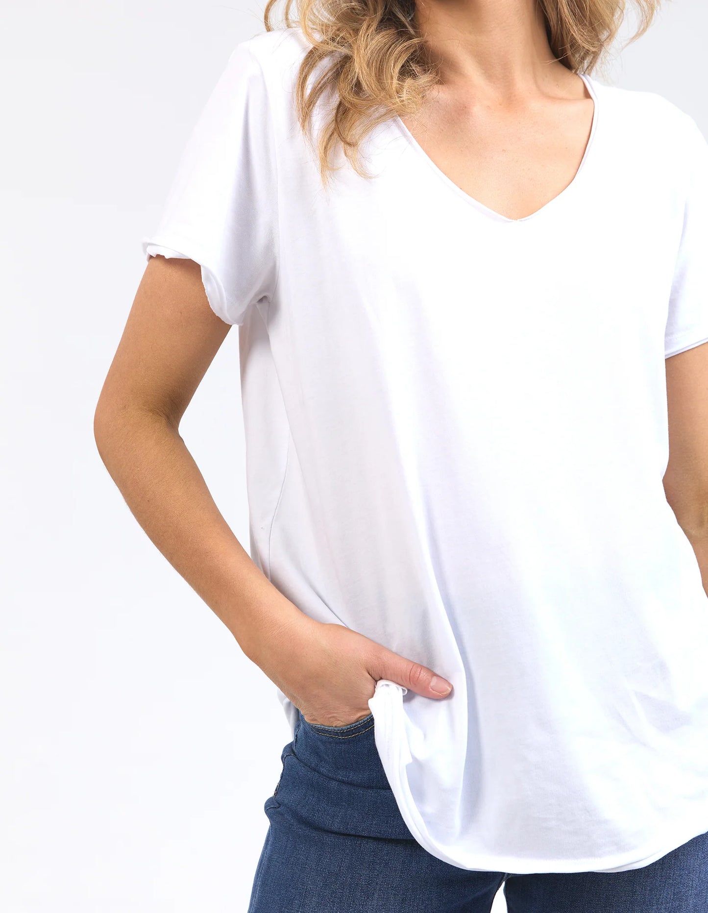 Pima V Tee - White (Plus Size)