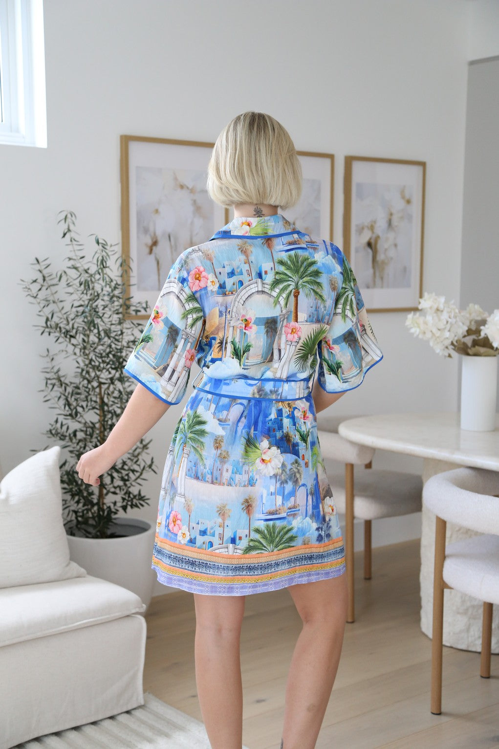 Santorini Knee Length Collared Shirt Dress