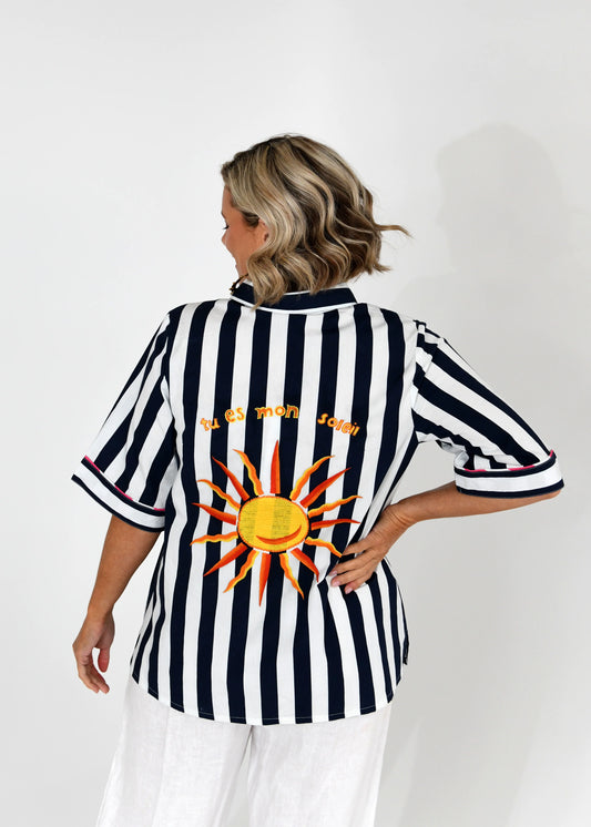 Francesca Shirt - Blue & White Stripe