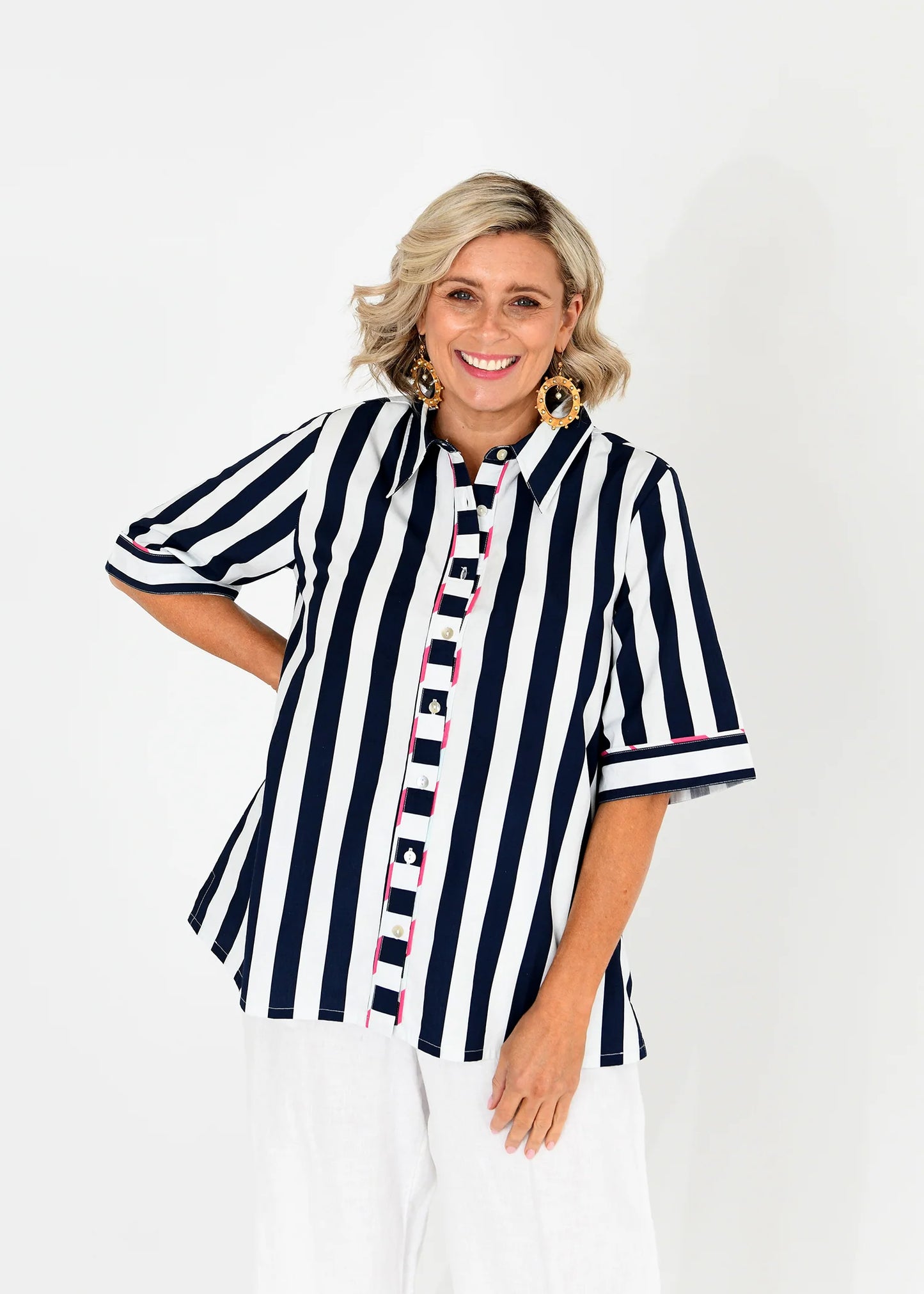 Francesca Shirt - Blue & White Stripe