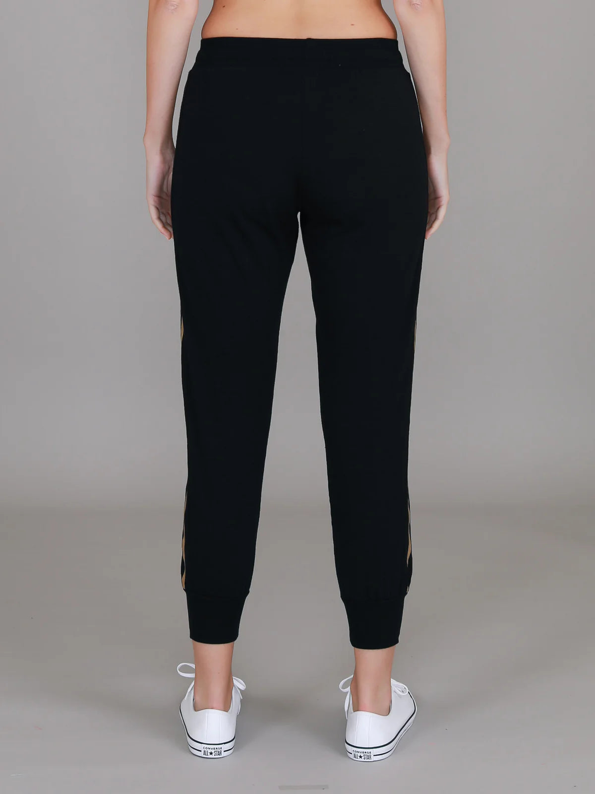 Gabby Gold Stripe Track Pant - Black