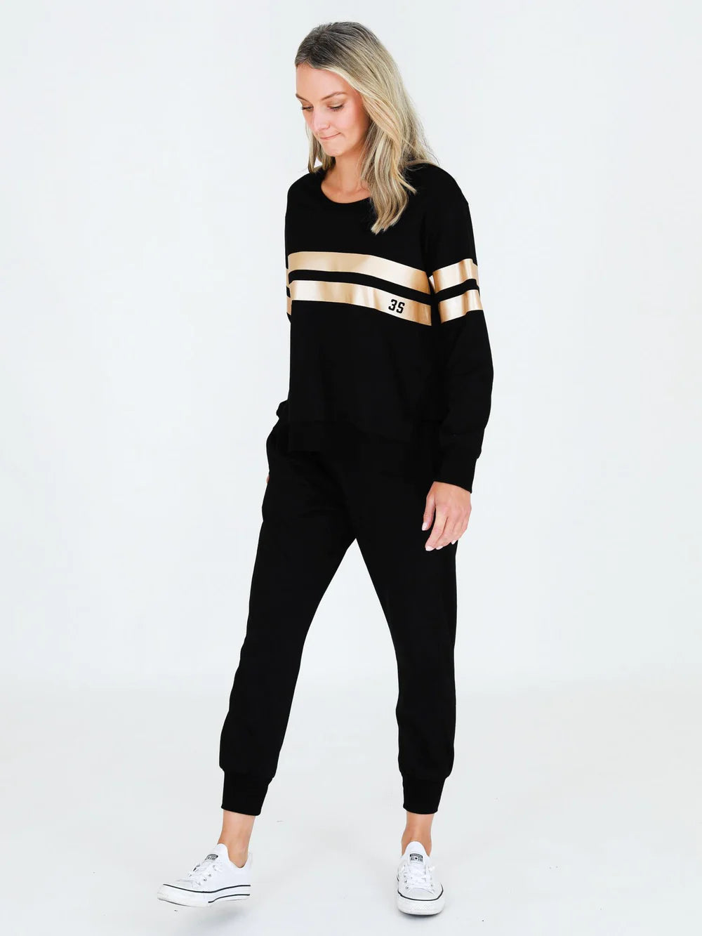 Theresa Gold Stripe Jumper - Black