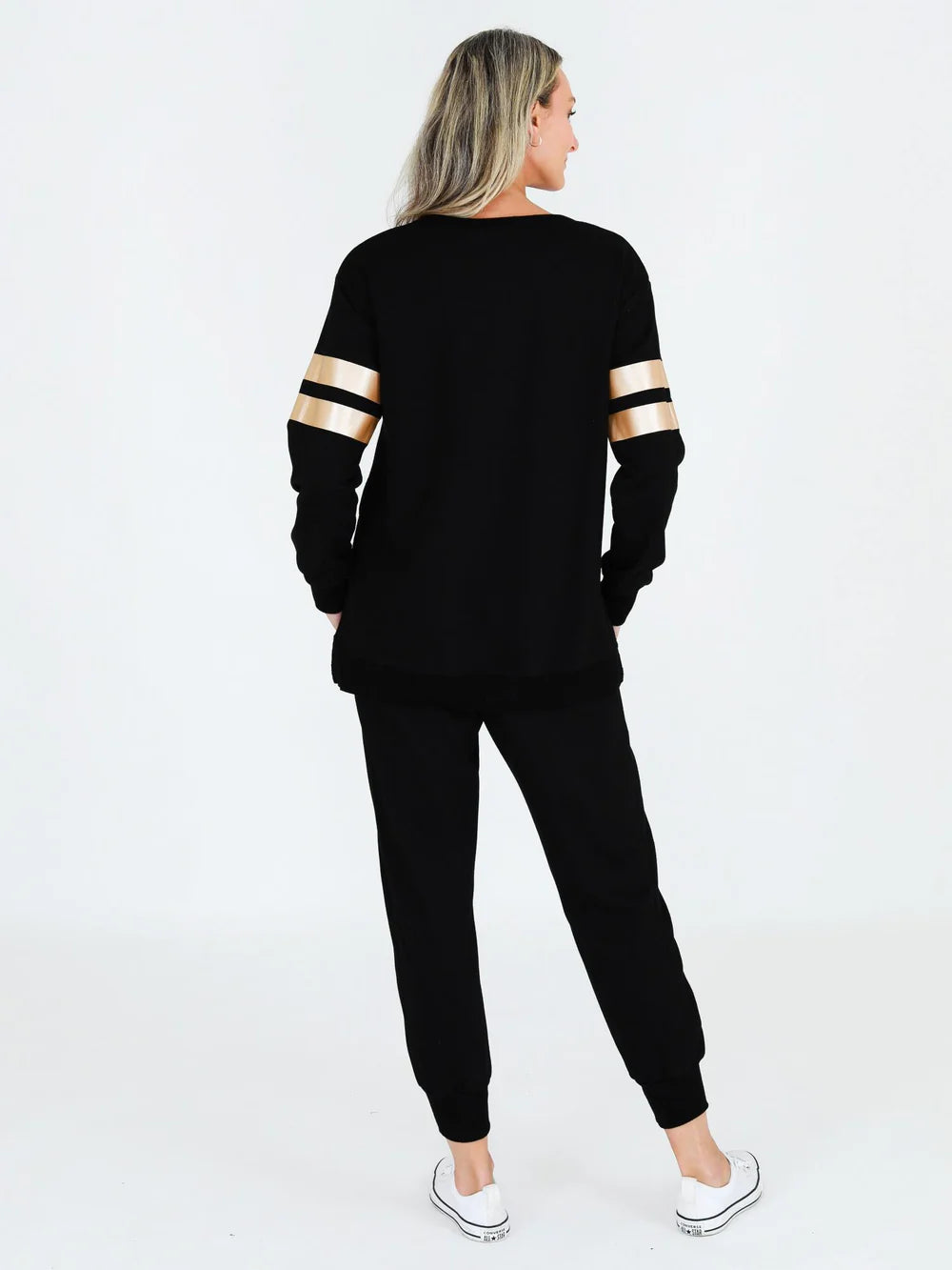 Theresa Gold Stripe Jumper - Black