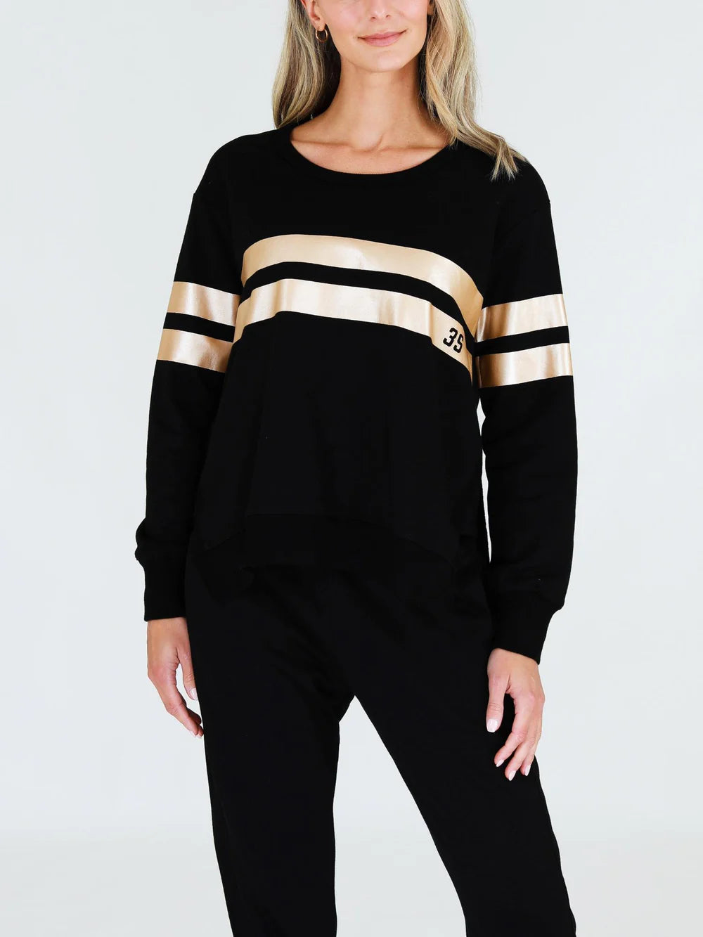 Theresa Gold Stripe Jumper - Black