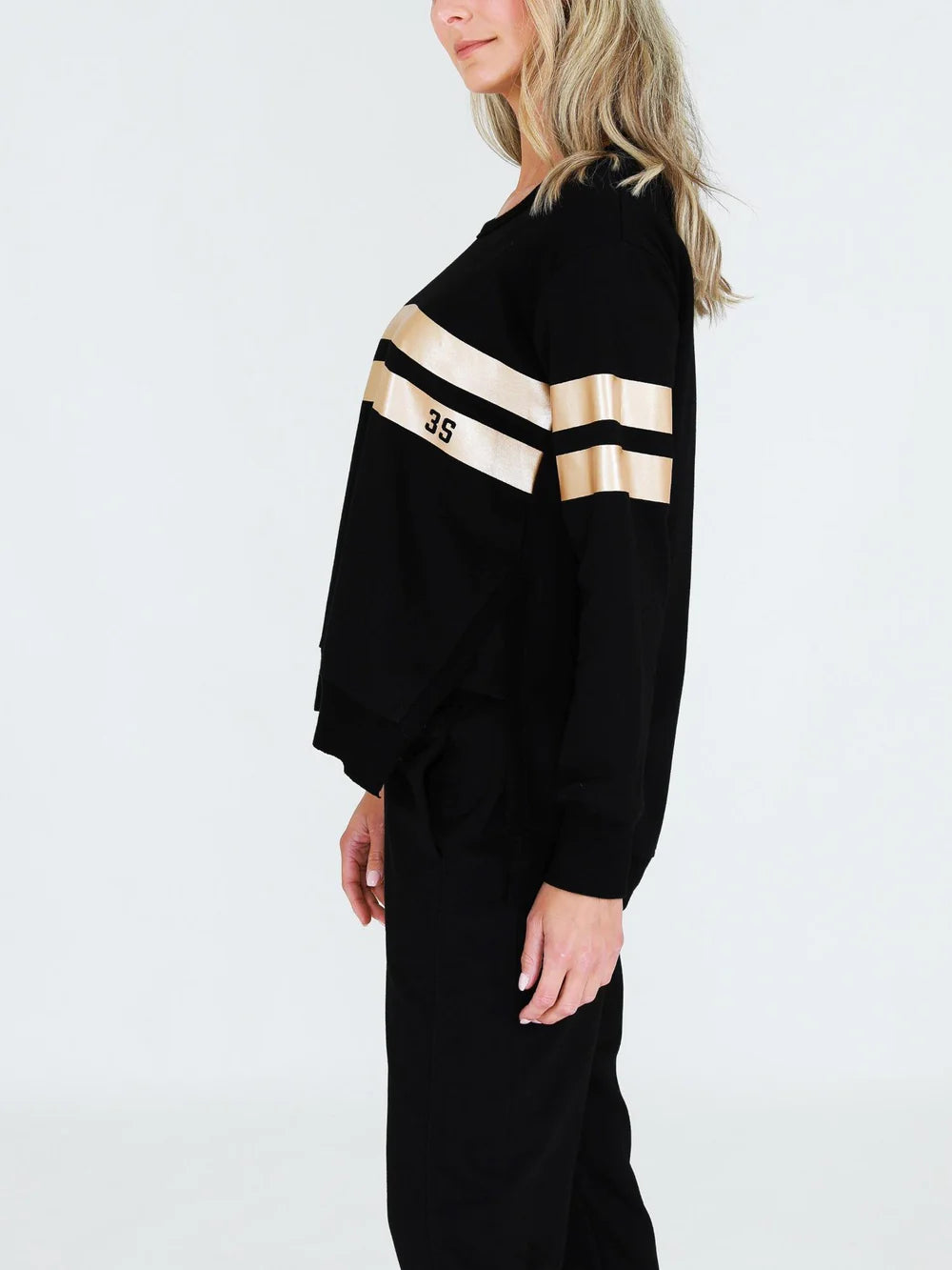 Theresa Gold Stripe Jumper - Black
